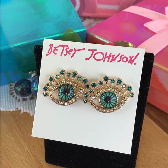 NWT Betsey Johnson Pierced Blue Eyes earrings - Picture 2 of 3